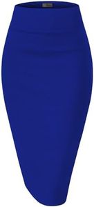 Hybrid & Company Women's Premium Nylon Ponte Stretch High Waist Pencil Suit Skirt Below Knee KSK45002 1073T Royal M