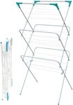 3 Tier Folding Clothes Airer - For Laundry, Indoor And Outdoor | Non-Slip Feet & Corner Spaces for Hangers | Home Storage - Foldable Drying Rack, Lightweight, Space Saving Washing Line