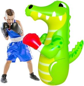 OLNIEZZL 47" Punching Bag for Kids 3-8 Toddler Boxing Bag Inflatable Dinosaur Bopper Birthday Presents for Boys & Girls Sports Toys Outdoor Activities Yard Games，Crocodile