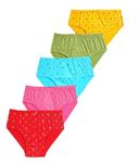 YELLOWDELIGHT Girls 100% Cotton Panties 12-13years Pack of 5 Pink,Yellow