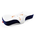 Sweetnight Memory Foam Pillow Cervical Contour Neck Pillow for Neck and Shoulder Pain Support Bed Pillow with Removable Cover 40x60x13cm, White