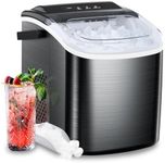Joy Pebble Stainless Steel Ice Makers Countertop, 26Lbs/24H, 9 Cubes Ready in 6-8 Mins, Self-Cleaning Portable Ice Maker with Handle, for Home/Office/Bar (Black)