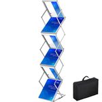 VEVOR Literature Rack, 6 Pockets, Pop up Aluminum Magazine Rack, Lightweight Catalog Holder Stand w/Carrying Bag for Hotel, Trade Show, Exhibition, Office, Retail Store