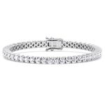 Moissanite Tennis Bracelet 18k White Gold Plated 925 Silver Premium Quality Moissanite Bracelet Diamond Loose D Color VVS1 Clarity Round Cut with Safety Double Clasp Gift for Men and Women 3MM, 6.5