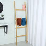 Towel Ladder Towel Rail Bamboo 4 Rails Clothes Rack for Bathroom Living Room