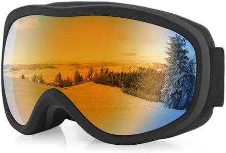 VINTEAM Ski Goggles OTG Black Frame Red Lens – Over Glasses Snowboard Goggles Anti-Fog Double Lens, UV400 Protection, Impact Resistant TPU Frame for Skiing, Snowboarding & All Conditions