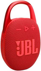 JBL Clip 5, Enceinte Bluetooth ultra-portable, mousqueton intégré, son JBL Pro, basses percutantes, 12 heures d'autonomie, fonction Playtime Boost, résistante à l'eau et à la poussière IP67, en rouge