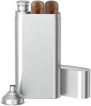 Linkidea 2 Ounce Hip Flask Cigar Holder with Funnel, 2 Tubes Stainless Steel Cigar Humidor Tube, Alcohol Container Travel Carrying Storage Case