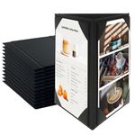 DUPDMKIN Menu Holder 4x6 Inch Menu Cover 12 Pack Restaurant Menu Covers Triangular PU Leather Menu Covers Three Sided Table Tents Menu Holders for Restaurants, Bars(12 Pack 3 View)