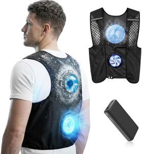 THETHEKU Cooling Vest for Men Wearable Fan Portable Semiconductor Rechargeable With Electric Cooling Air Vest Air Conditioned for Work,Gardening, Fishing,Travel,Outdoor for Hot Summer