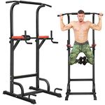 BangTong&Li Power Tower Workout Pull Up & Dip Station Adjustable Multi-Function Home Gym Fitness Equipment (red+Black)