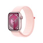 Apple Watch Series 9 [GPS + Cellular 41mm] Smartwatch with Pink Aluminum Case with Light Pink Sport Loop One Size. Fitness Tracker, Blood Oxygen & ECG Apps, Always-On Retina Display, Water Resistant