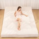 NLDD Futon Mattress Queen Size, 4" Thicken Japanese Futon Mattress Sleeping Pad, Corduroy Foldable Floor Mattress, Roll Up Tatami Mat for Adults Guest Room Bedroom, Beige