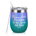 CozyHome Reward For Dealing With Idiots All Day-Stainless Steel Insulated Wine Tumbler, Funny Birthday Friendship Gag Christmas Gifts for Women Her Best Friends Coworker Sisters BFF (12oz, Gradient)