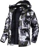 QPNGRP Mens Waterproof Ski Snowboard Jacket Windproof Winter Snow Coat, Camo2 Army/Gray, Medium