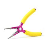 CRAZY SHARK Aluminum Fishing Pliers Hook Remover with Sheath and Lanyard 7in (Pink)