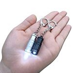 Smallest Keychain Flashlight Super Micro Mini Small Tiny Led flashlight, Bright Key Ring Light Torch for EDC Emergency Dog Walking Sleeping Reading Gift for Student Kids or Parents (black white 2PCS)