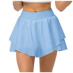 Bkazwe Women Mini Skirt Summer Golf Skirts Ruffle Skirt for Women UK School Short Skirt High Waist Tennis Skirts Party Holiday Workout Light Blue