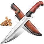 Freelander Fixed Blade Knife, 8.9" Full Tang Outdoor Hunting Knife with Leather Sheath, Survival Knives for Outdoor, Camping, Hiking, Knives for Men
