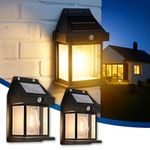 Btag Sun-Powered Wall Light Outdoor with Motion Sensor – Waterproof Exterior LED Sconce Lamp, Auto Charging Security Light for Porch, Patio, Garden, Pathway & Yard Lighting. PO2 (SL002_Warm Yellow)