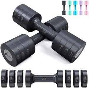 Adjustable Dumbbells Hand Weights Set: Sportneer 1 Pair 0.9/1.8/2.7/3.6/4.5kg Fast Adjust Dumbbell Weight 6 In 1 Free Weights Barbells For Women Men Home Gym Workout Exercise Strength Training 0.9-4.5kg Each