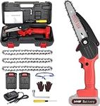 Mini Chainsaw Cordless, 6 Inch Handheld Electric Power Chainsaw with 2Pcs Batteries, One-Hand Operated Portable Chain Saw for Tree Branches Trimming