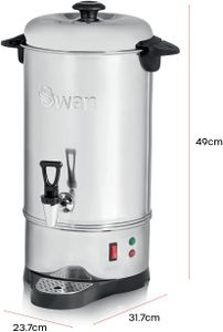 Swan 10L Stainless Steel Catering Urn – Automatic Temp Control, 1600W