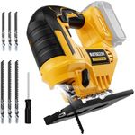 Jig Saw Compatible With Dewalt 20v Max Battery, NATBEESY Brushless Cordless jig saw tool, LED Work Light, 45° Beveled Cuts, Variable Speed 2900RPM, 3 Orbital Action, 6 Blades for Cutting (NOT Battery)