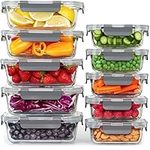 Glass Food Storage Containers - [10 Pack] Healthy Meal Prep Boxes with Airtight Lids - Airtight Glass, BPA Free & Leak Proof (10 Lids & 10 Containers)