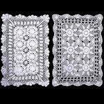 WILLBOND 2 Pieces White Table Runner Lace Doilies Rectangular Floral Tablecloth Crochet Table Cover Handmade Bedside Placemats Dresser Table Decor, 15 x 23 Inch