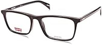 Levi's Men's Lv 1004 Prescription Eyeglass Frames, Black/Demo Lens, 53mm, 17mm