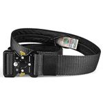Tactical Belts for Men Black - Money Belt for Travel for Men Hidden, Mens Belts for Jeans Mens Adjustable Belt Mens Belt, Black 1PCS, L, Nylon Belt