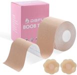 Aulivra Boob Tape Boobtape for Breast Lift, Includes Nipple Covers, Body Tape for Push up & Shape, Works Great with Sticky Bra Backless Bra or Strapless Bra, Waterproof Sweat-Proof Bob Tape (7.5CMx5M)