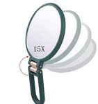 Stianiiie 1X 15X Handheld Mirror with Handle for Travel， Magnifying Mirror, Rotation Adjustable Handle, Double Sided Folding, Mirror for Women for Eyes Makeup Travel Table Desk Shaving