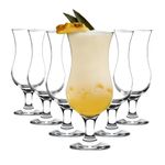 Rink Drink Pina Colada Cocktail Glasses Set - 460ml - Pack of 6 - Hurricane Style Poco Grande Party Milkshake Drinking Glass Barware