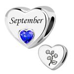 KunBead September Birthstone Birthday Month Flower Heart Love Bead Charms Compatible with Pandora Bracelet for Women