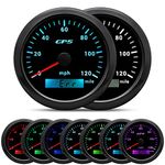 ARTILAURA GPS Speedometer 85mm 3-3/8" Boat GPS Speedometer Car Marine MPH Gauge Antenna 7 Color 0-120 MPH for AUTO Truck