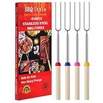 Marshmallow Toasting Forks, Telescoping Smores Sticks for Fire Pit, Marshmallow Roasting Sticks Barbecue Forks for Hotdog Hot Dog Bonfire BBQ Smores Skewers for Open Fire Pits Campfire Camping, 4 PCS