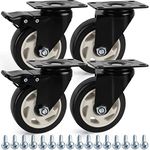 Kurtzy 4 Pack of Heavy Duty Black Swivel Castor Wheels - 100mm Casters with Rubber Wheels, Screws, Locking Brakes & Metal Plates - Max Load 320kg/705lbs - For Trolleys, Moving Furniture & Workbenches