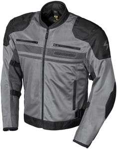 ScorpionEXO Vortex Air Men's Mesh Reflective Motorcycle Riding Jacket Abrasion Resistant with CE-Rated Armor (Dark Grey - Large)