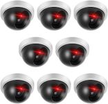 Kanayu 8 Pack Dummy Fake Camera CCTV Dome Fake Security Camera with Flashing Red LED Light Wireless Surveillance Dummy Cameras for Outside Decoy Camera with Screws Tape for Indoor Outdoor Home (White)