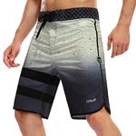 Nonwe Men's Board Shorts Quick Dry Bathing Suits with Mesh Liner and Back Pocket Black&Grey 34, Black&grey-587, 34