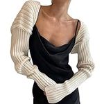 Cioatin Women Bolero Shrug Sweater Fall Outfit Knit Crop Cardigan Y2K Top Long Sleeve Open Front Pullover Going Out, White, Small