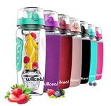 Fruit Infuser Water Bottle 32oz Durable with Detachable Ice Gel Ball,Large - BPA Free Tritan, Flip Lid, Leak Proof Design - Sports, Camping (Mint)