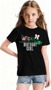 Birthday Girl Shirt Sparkly Musical Shirt Witch and Princess T Shirt Cute Graphic Short Sleeve Tops Party Tees Black