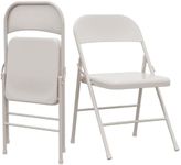 GarveeHome Folding Chairs Set of 2, Portable Folding Chair Hold Up to 350 Pounds, Beige Metal Folding Chair Suitable for Dining Room, Living Room, Office, Indoor and Outdoor Events