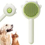Cuddles and Meow Brush, Cuddles Meow Cat Hair Remover, and Knots Remover with One-Click Cleaning Button, Soft Stroke Brushand Purry Self Cleaning Brush for Cats and Dogs (Green)