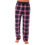 Toro Rocco Mens Fleece Lounge Pants Warm Thermal Check Trousers PJ Sleepwear Loungewear Pant For Men, Navy X Large