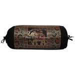 DK Homewares Decorative Brocade Polydupion Silk Cylindrical Sofa Couch Bolster Cushion Cover Black Elephant 30x15 Inch Jacquard Weave Home Decor Hotdog Pillowcase - (1 Pc)