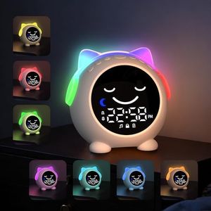 MRSCOZ Toddlers Sleep Training Clock, Alarm Clock for Kids, Bluetooth Music Player & Digital Clock, Sleep Sound Machine for Kids Bedroom, Kids Alarm Clock Sleep Trainer with Wake up Light